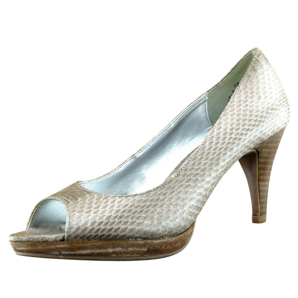 Bandolino Women's Peep Toe Pumps‎ Size 7.5 Beige Synthetic Dress Heel